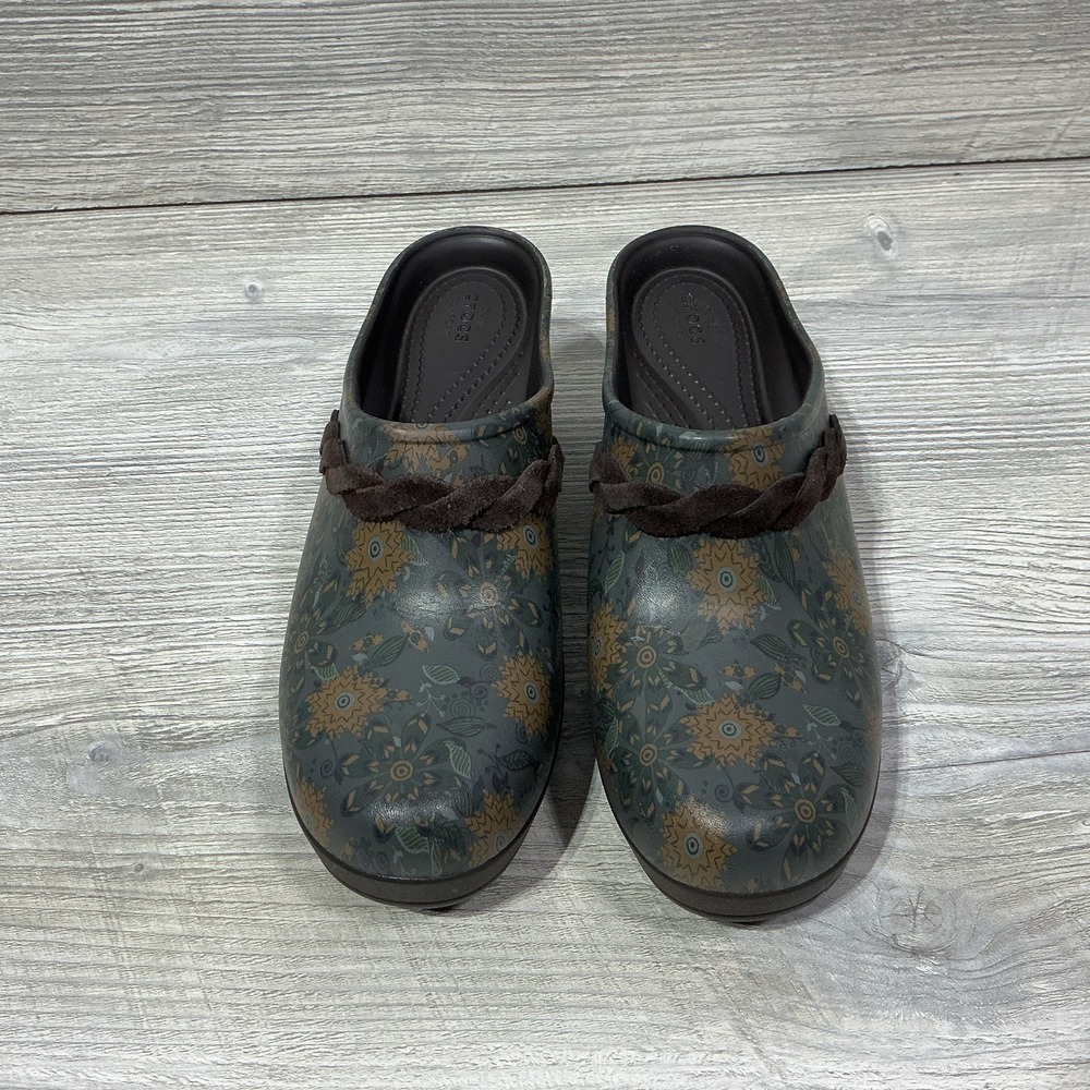 CROCS Womens Sarah Crosslite Floral Dual Comfort Heel Clogs Mules 203764 Size 8 - Picture 2 of 12